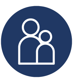 Decorative icon of a parent and child.
